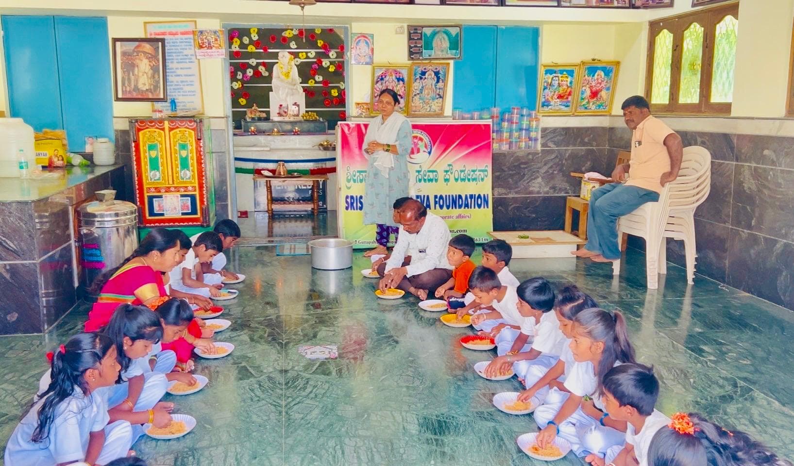 Children participating in a community activity